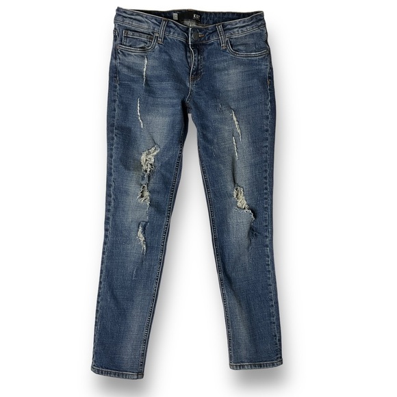 Kut From The Cloth Catherine Boyfriend Distressed Jeans Med Wash Stretch Sz 4 - Picture 1 of 11
